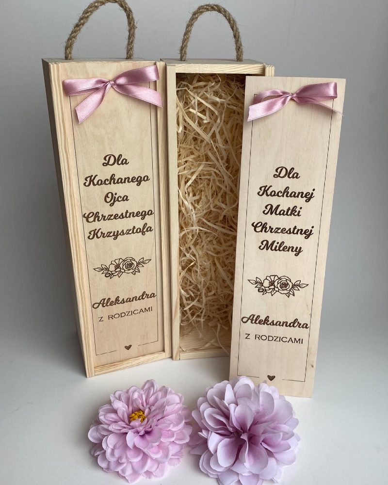 Skrzynka na wino dla Chrzestnych