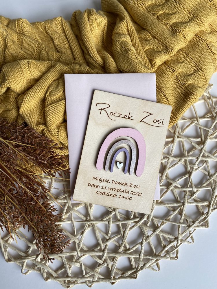 Zaproszenie na urodziny Roczek Tęcza