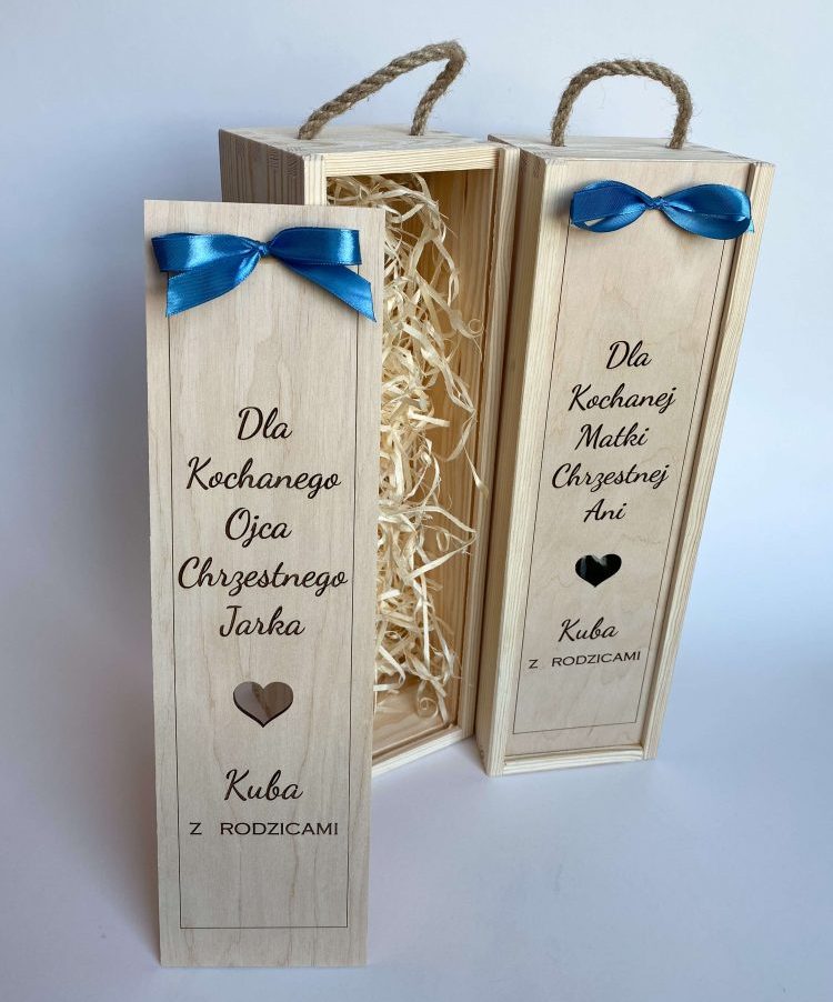 Skrzynka na wino dla Chrzestnych