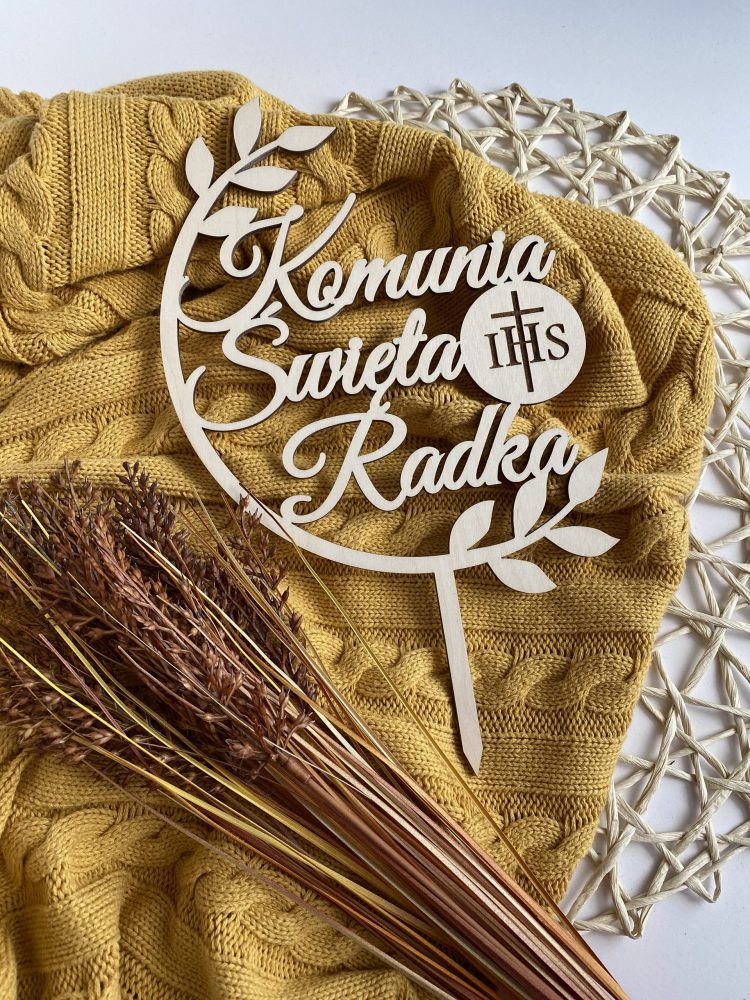 Topper z Listkami Pierwsza Komunia Święta