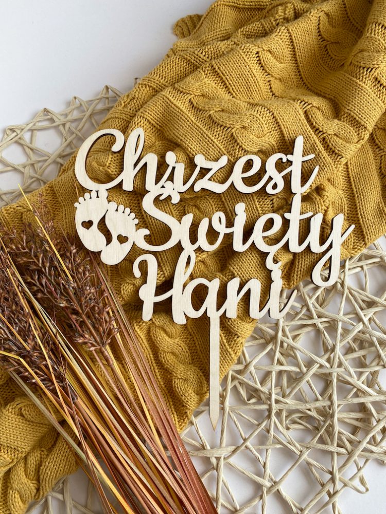 Topper z imieniem na Chrzest Święty Stópki Personalizowany