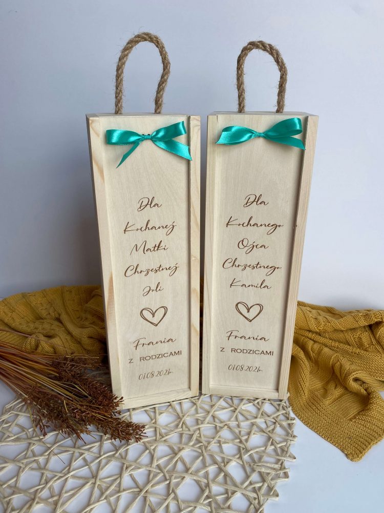 Skrzynka na wino dla Chrzestnych