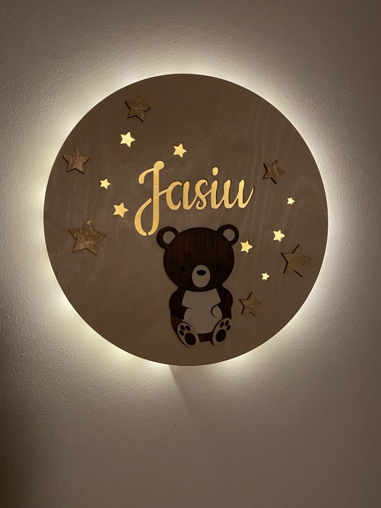 Lampka nocna dla dziecka Miś z gwiazdkami - obrazek 3