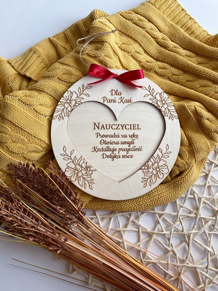 Tabliczka z sercem Podziękowanie dla nauczyciela