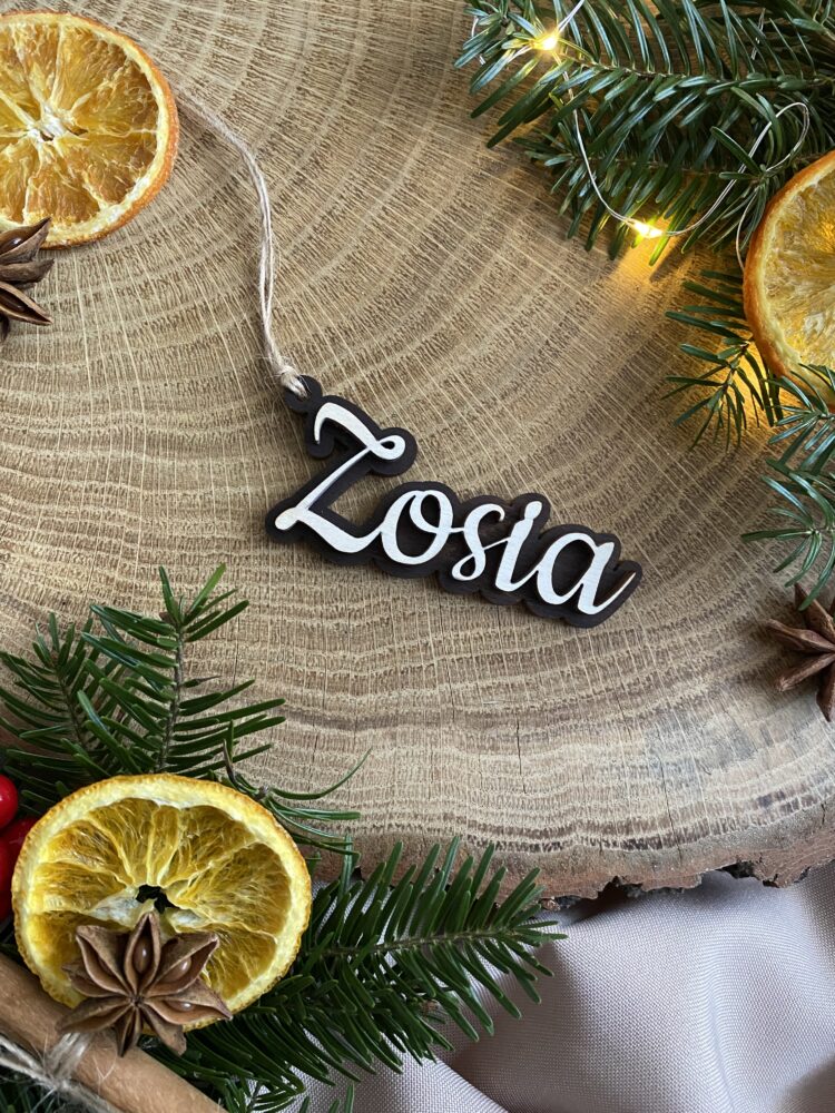 Drewniana zawieszka Świąteczna 3D z imieniem