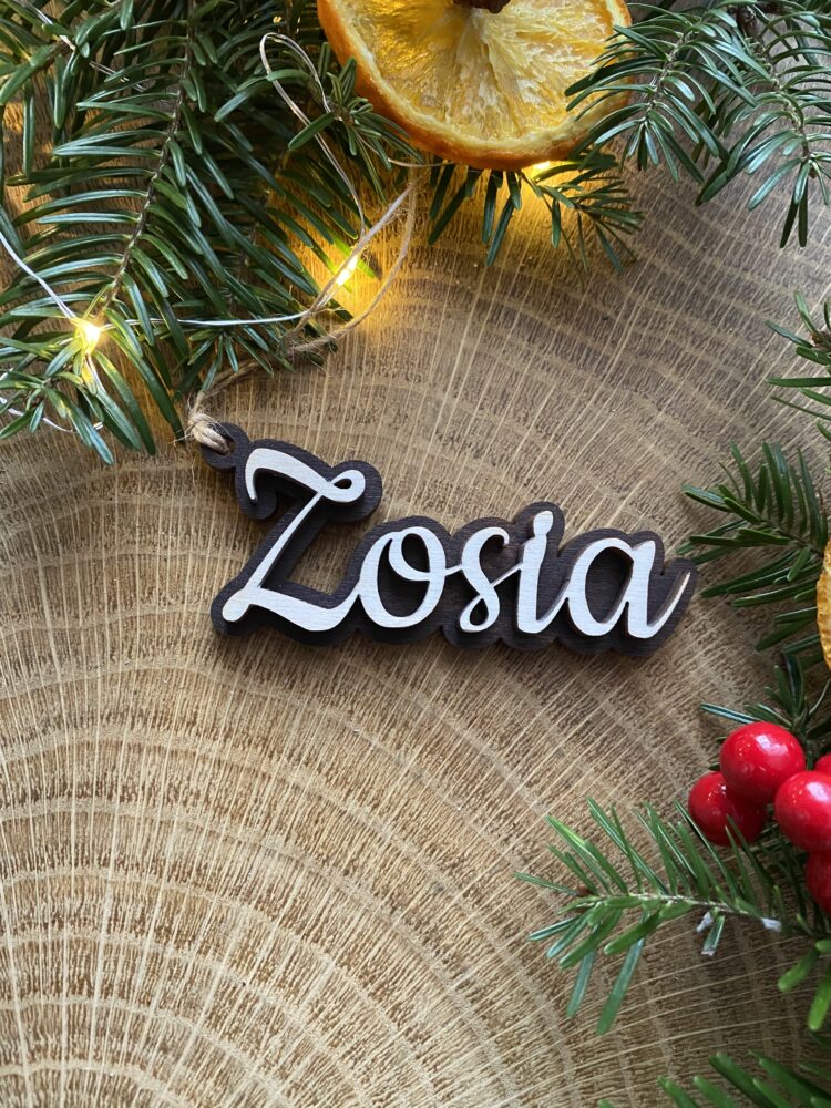 Drewniana zawieszka Świąteczna 3D z imieniem - obrazek 2