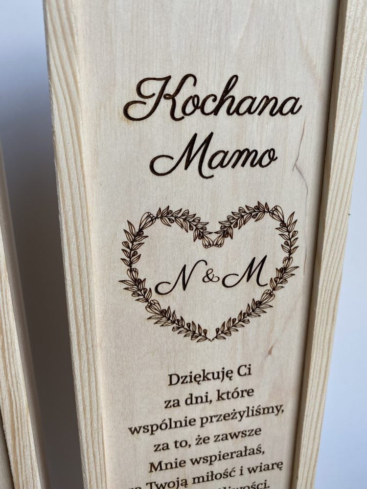 Skrzynka na wino podziękowanie dla rodziców Chrzestnych - obrazek 2