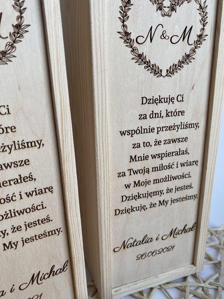 Skrzynka na wino podziękowanie dla rodziców Chrzestnych - obrazek 3