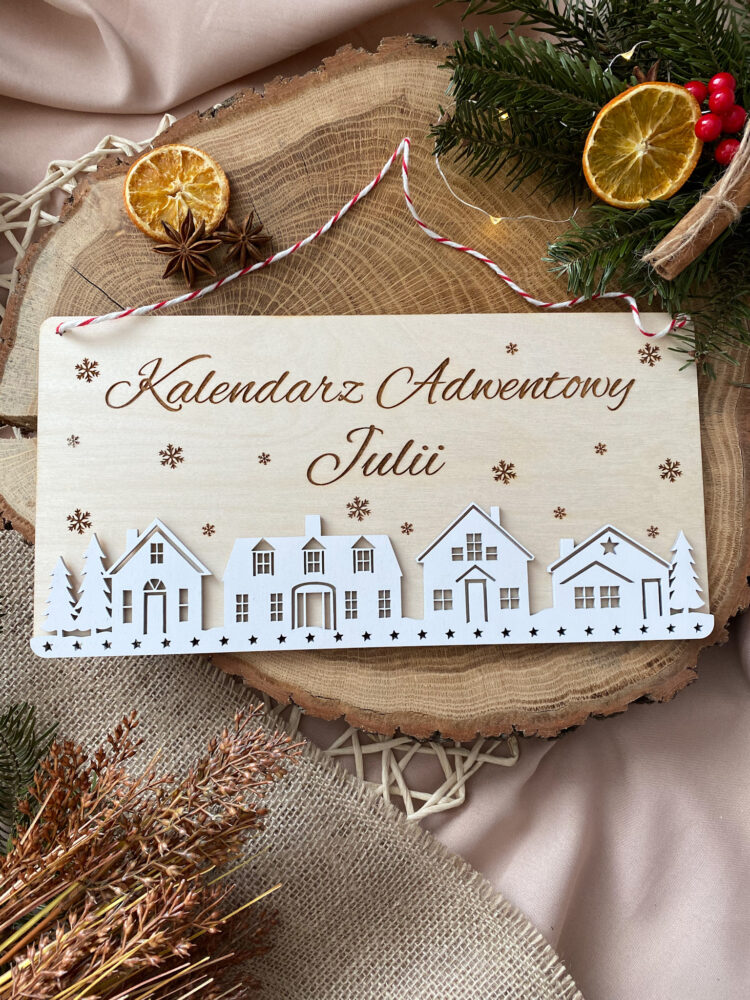 Kalendarz adwentowy domki Drewniany - obrazek 3