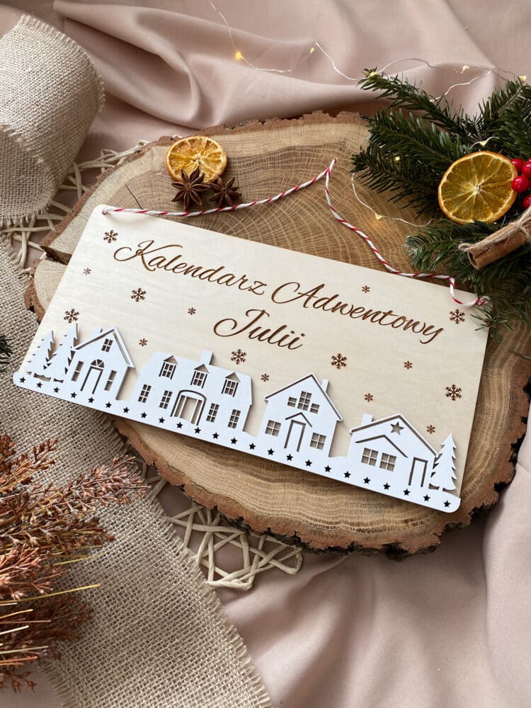 Kalendarz adwentowy domki Drewniany