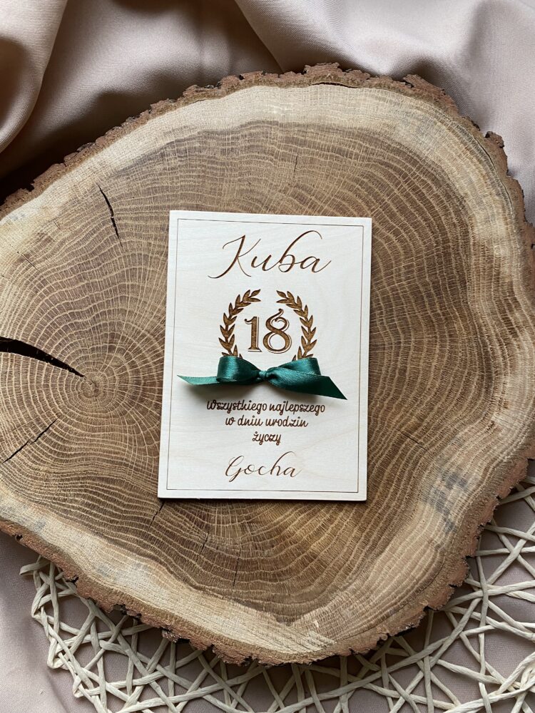 Kartka drewniana urodzinowa z życzeniami - obrazek 2