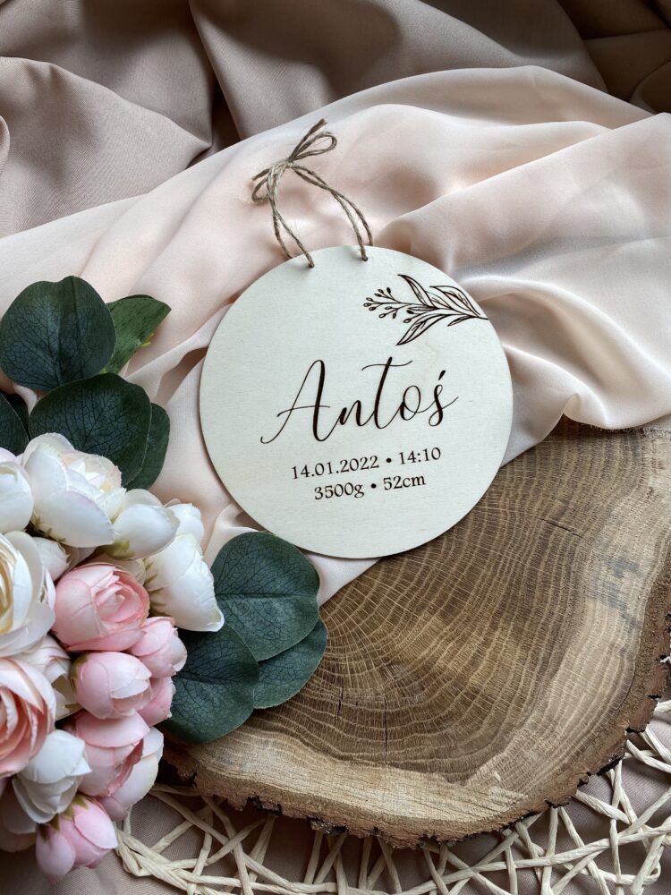 Tabliczki z imieniem i metryczką Listki