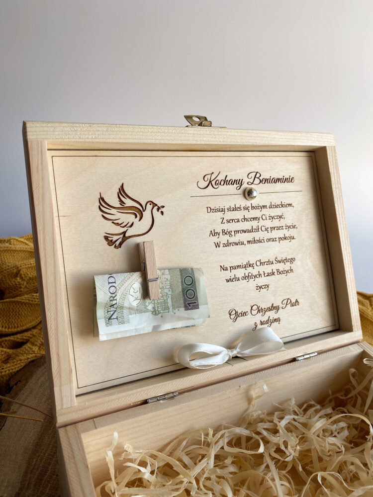 Pamiątka Chrztu Świętego z życzeniami i Biblią - obrazek 3