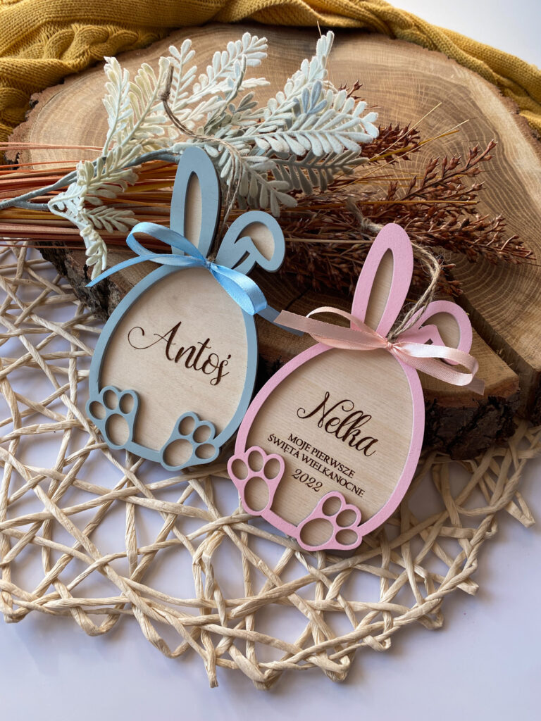 Dekoracja wielkanocna jajko- zajączek 3D z imieniem - obrazek 2