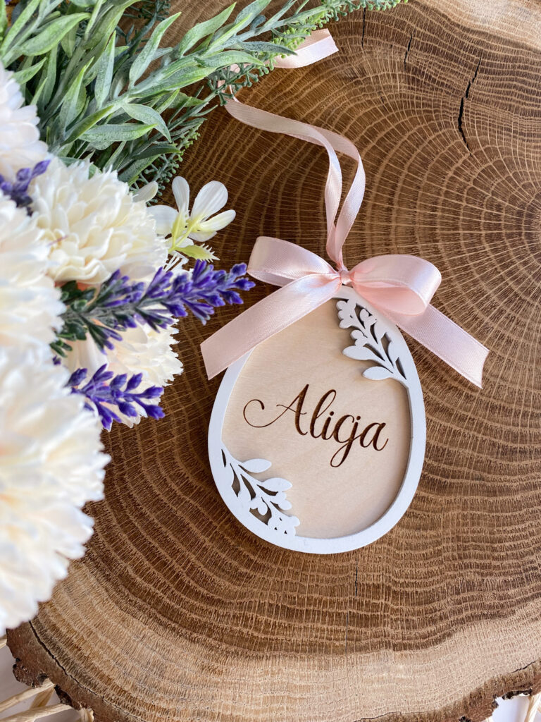 Dekoracja wielkanocna jajko 3D gałązki z imieniem