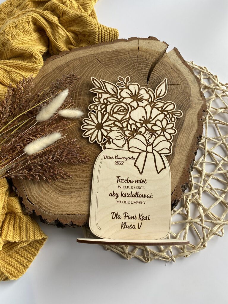 Prezent dzień nauczyciela tabliczka wazon z kwiatami - obrazek 3