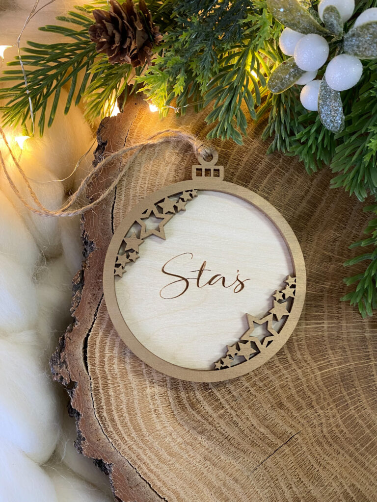 Drewniana bombka 3D gwiazdki z imieniem