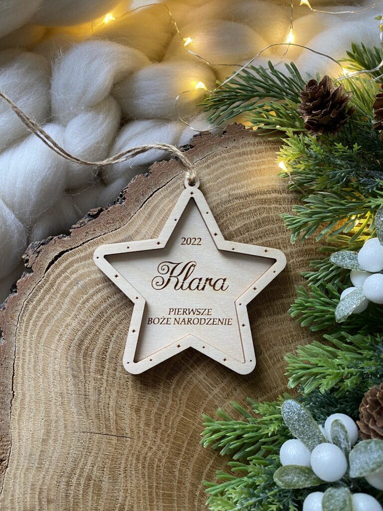 Świąteczna bombka Bożo Nardzeniowa gwiazdka z imieniem