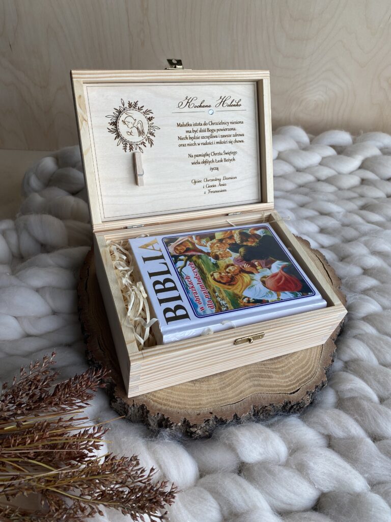 Pamiątka Chrztu Świętego z życzeniami i Biblią - obrazek 2