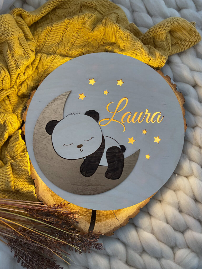 Lampka nocna dla dziecka Miś na księżycu - obrazek 2