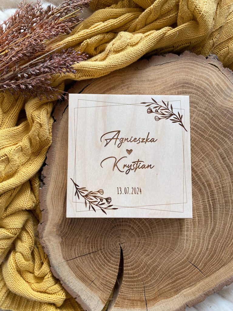 Pudełko z życzeniami na Ślub i Wesele Geometryczne kwiaty