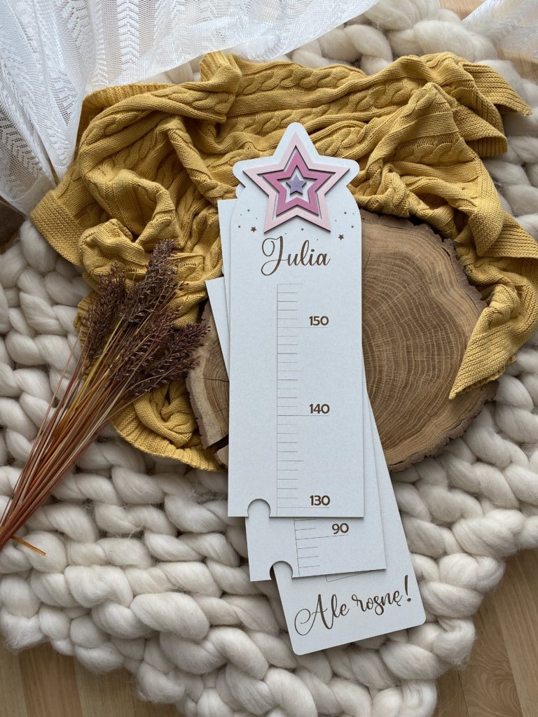 Drewniana miarka wzrostu Gwiazdka