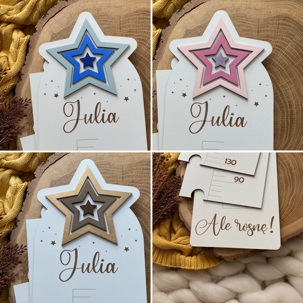 Drewniana miarka wzrostu Gwiazdka - obrazek 2