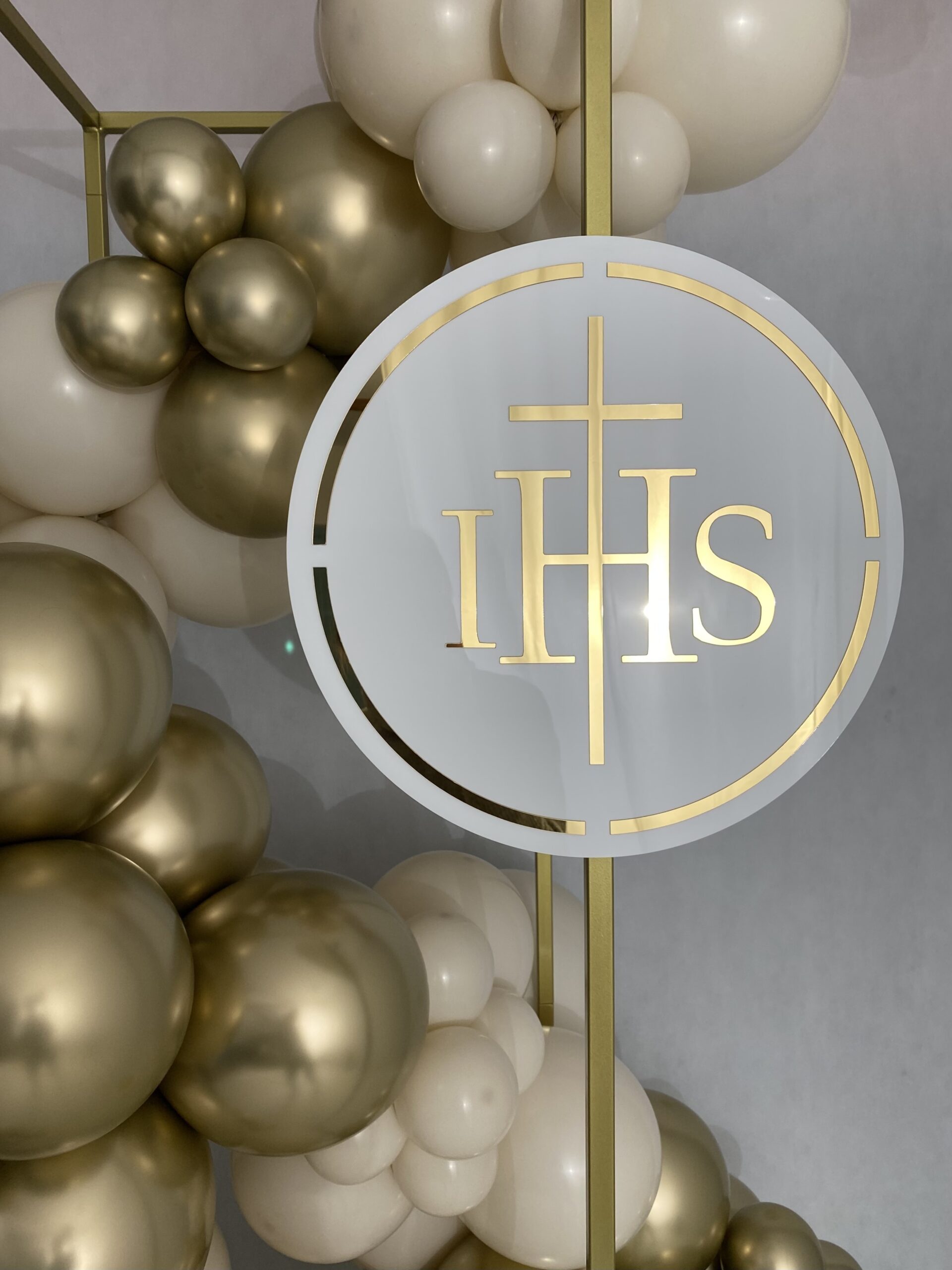 Hostia dekoracyjne koło IHS złote lustro Pierwsza Komunia Święta - obrazek 2