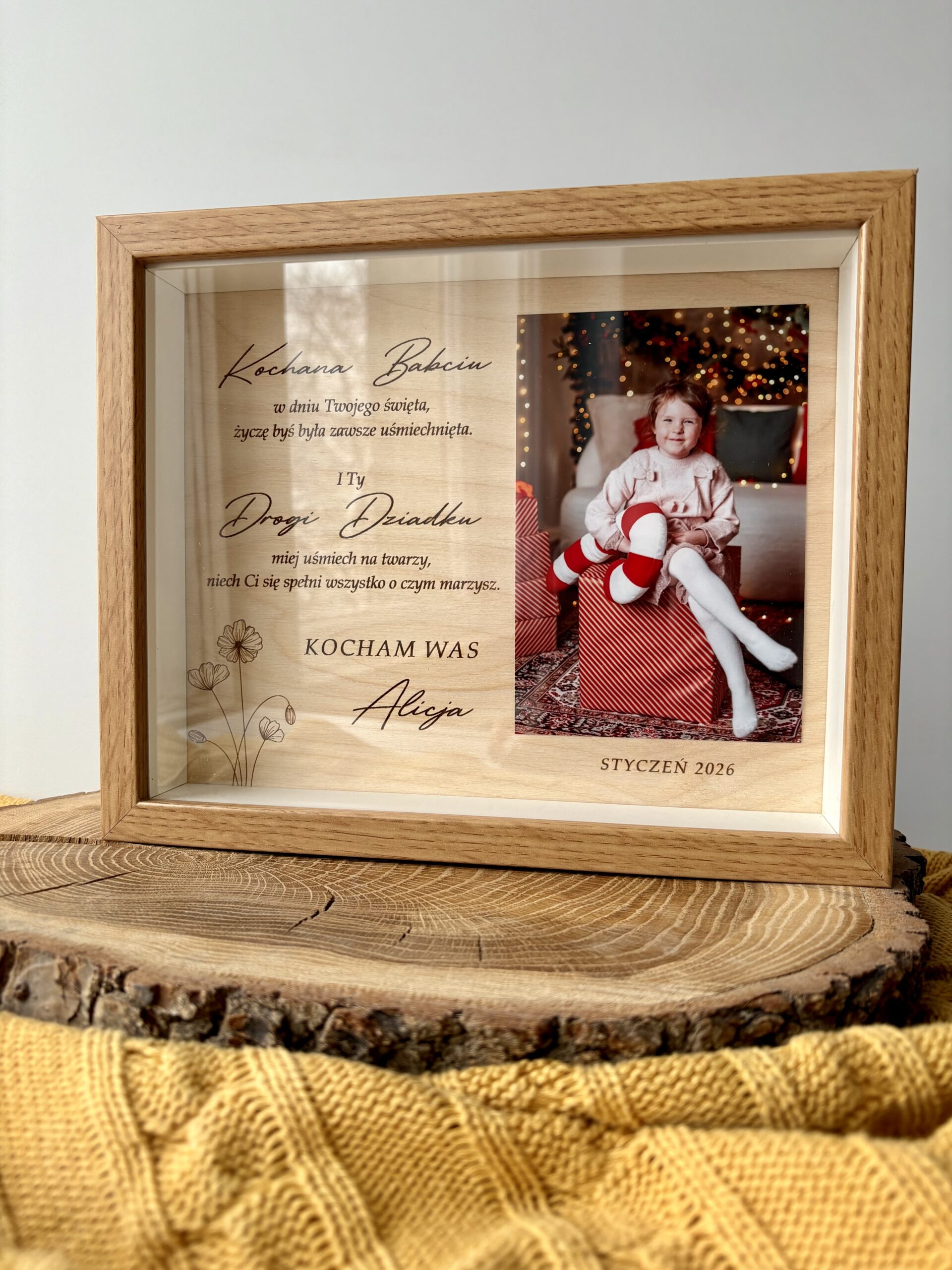 Ramka 3D z życzeniami i zdjęciem na dzień babci i dziadka